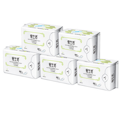 爱生活日用卫生巾 负离子磁动力245mm 超薄透气组合5包装绿叶