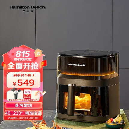 汉美驰（Hamilton Beach）空气炸锅 5L大容量家用煎炸锅 无油低脂不粘大功率空气烤箱 【5升】AF05101(星际灰)