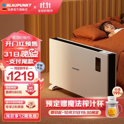 蓝宝（BLAUPUNKT）德国蓝宝踢脚线取暖器家用加湿石墨烯电暖器节能省电浴室取暖电器室内加热器电暖气 石墨烯加湿取暖器H12