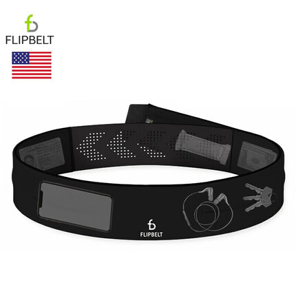 Flipbelt飞比特运动跑步腰包健身腰带马拉松装备手机袋可调魔术贴经典黑