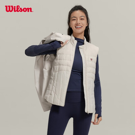 威尔胜（Wilson）官方女子保暖修身两件套马甲羽绒服 石头色 WW00179332LKC M
