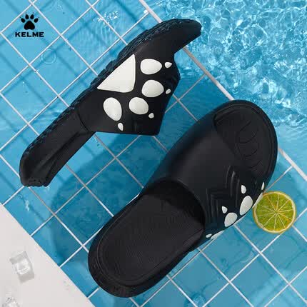 卡尔美（KELME）运动拖鞋男女夏外穿洗澡凉拖沙滩足篮球防水厚底鞋潮户外情侣同款 黑色 44