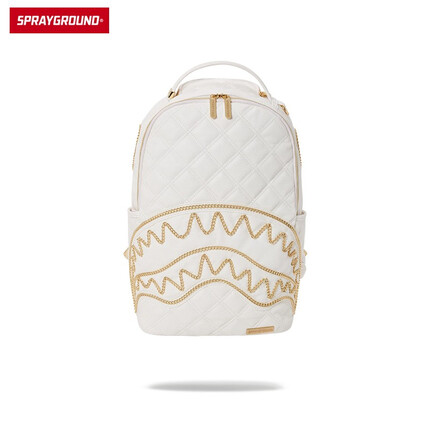 SPRAYGROUND气质白金双肩包男女背包潮流时尚包包鲨鱼嘴通勤背包书包电脑包 大号