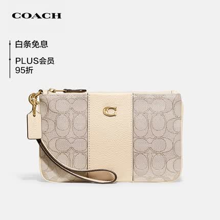 蔻驰女士专柜款小号手拿包手腕包经典老花米色CI190B4SHG