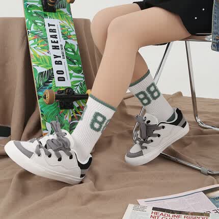 顽刻（ollieskate）面包鞋女黑白灰翻毛皮复古拼接BAKE春夏休闲运动滑板鞋男 42 