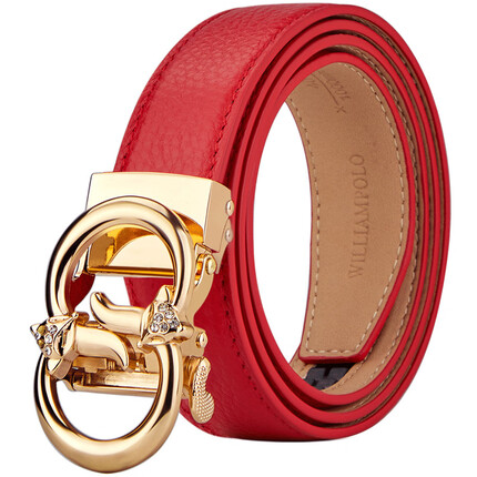 WILLIAMPOLO英皇保罗基础款轻熟气质精致皮带法式头层牛皮小众轻 金色 100cm