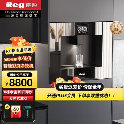 雷哲（Reg） V300嵌入式饮水机家用RO反渗透过滤净水器彩屏智能操作界面即开即饮净饮一体机 V300带滤芯款