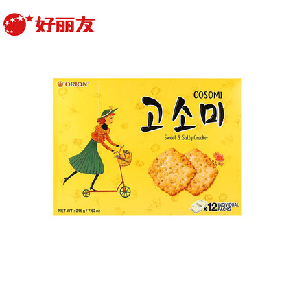 好丽友（Orion）韩国原装进口高笑美芝麻饼干216g 早餐代餐薄脆香酥