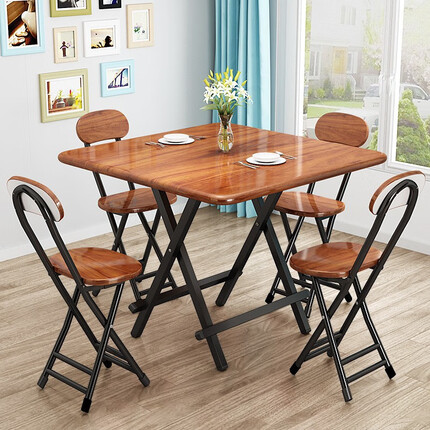 工来工往折叠桌折叠餐桌家用餐桌椅组合折叠方桌吃饭折叠桌子饭桌麻将桌 【次日达】单方桌-浅胡桃