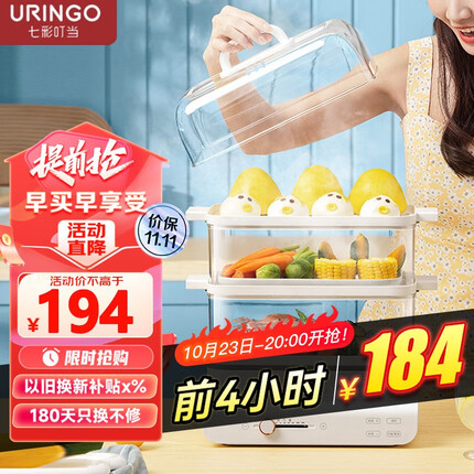 七彩叮当(QICAIDINGDANG) 多功能电蒸锅大容量家用三层蒸锅18L可视多用途锅分体多功能锅 DZ09蒸笼款