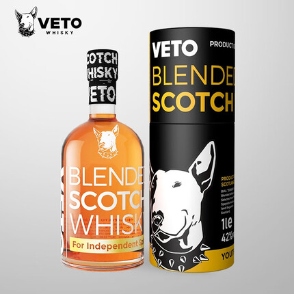 牛头梗VETO 苏格兰调和威士忌 原瓶进口洋酒 烈酒网红可乐桶 调和1L