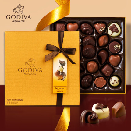 比利时原装进口歌帝梵(GODIVA)黑白混合夹心巧克力金装24枚