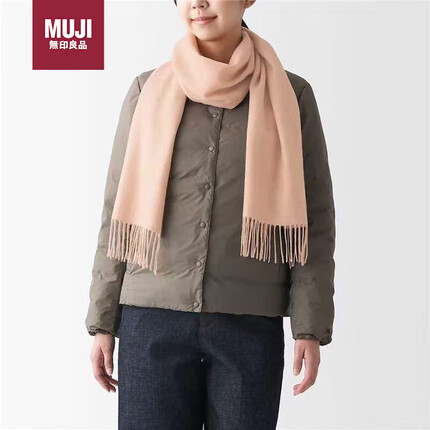 无印良品(MUJI)羊毛编织 围巾 烟熏粉色