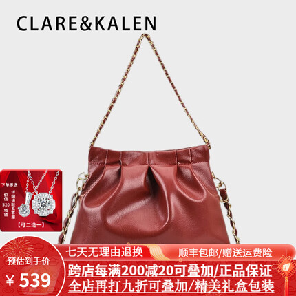 ClareKalenCK女包轻奢小众垃圾袋流浪包包女斜挎包 CK821红色