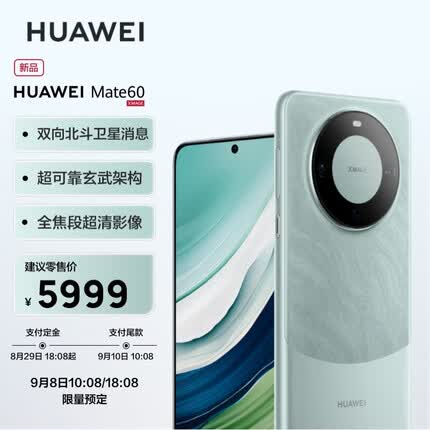 华为Mate 60 旗舰手机 12GB+512GB 雅川青