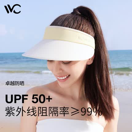 VVC防晒帽女士春夏季时尚遮阳帽子防紫外线空顶渔夫帽男 嫩芽黄