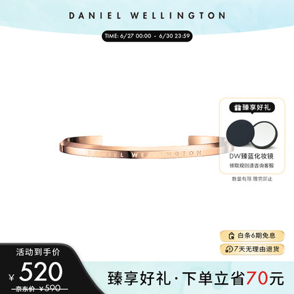 丹尼尔惠灵顿dw手镯时尚情侣饰品 生日礼物送女友 玫瑰金色小号DW00400003（DanielWellington）