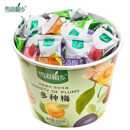 雪海梅乡梅桶500g多种梅4口味话梅杨梅青梅苏试梅西梅全家桶蜜饯零食桶 多种梅500g/桶