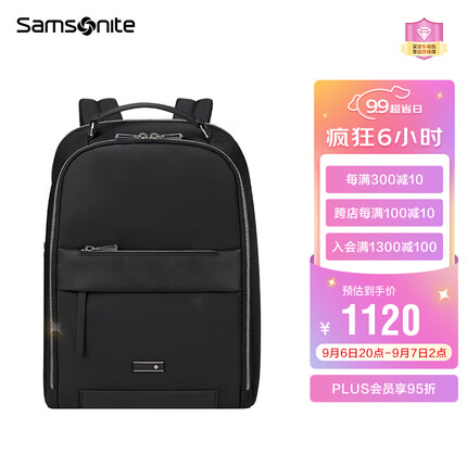 新秀丽（Samsonite）双肩包23年上新女士休闲背包大容量旅行包KM4*09005黑色