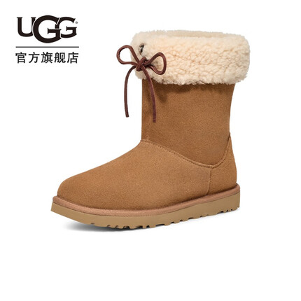 UGG冬季新款女士舒适平底圆头毛茸款时尚短靴1153511 CHE | 栗色 40