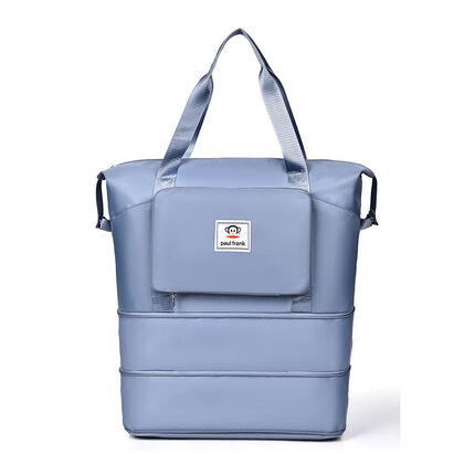 大嘴猴（Paul Frank）大嘴猴可折叠旅行包女短途手提超大容量健身包待产收纳出差行李袋 【双层扩展】升级版天蓝色可折叠