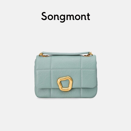 Songmont山下有松小号巧克力包小众设计师新款牛皮斜挎链条软手机包女夏季 冰青蓝(现货)