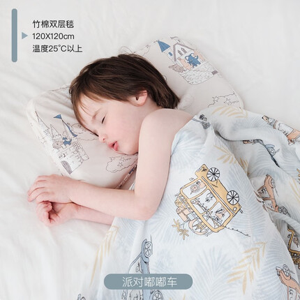 格里尼（griny）Griny婴儿纱布包巾初生夏季薄款新生儿用品抱被宝宝盖毯纱布被子 派对嘟嘟车 120x120cm