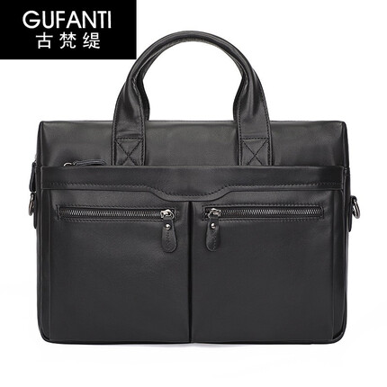古梵缇头层牛皮公文包男 商务手提包手提电脑包gft-1 黑色 GUFANTI