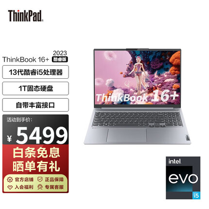 ThinkPad ThinkBook 16+ 联想 13代英特尔酷睿 16英寸大屏轻薄笔记本 i5-13500H-16G-1T-0LCD