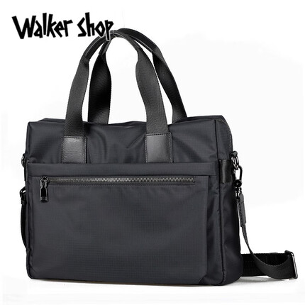 Walker Shop公文包男手提包男帆布牛津布男包商务文件包男大容量男士业务包男 黑色