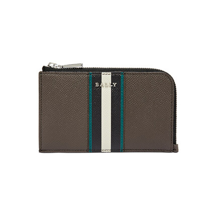 巴利（BALLY） 男士牛皮卡夹灰绿色红白条纹 6301474