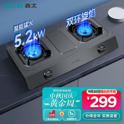 森太（SETIR）TA6F燃气灶双灶具台式灶家用大火力灶台 猛火台式双灶 液化气
