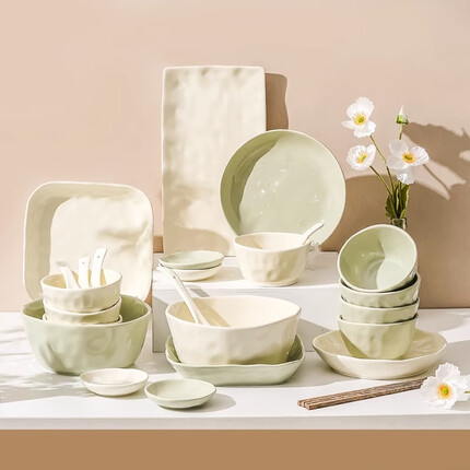 康陌（KANGMO）陶瓷餐具家用北欧风碗碟套装乔迁送礼餐具整套碗盘碗具组合 8人食36件套配砂锅【礼盒装】