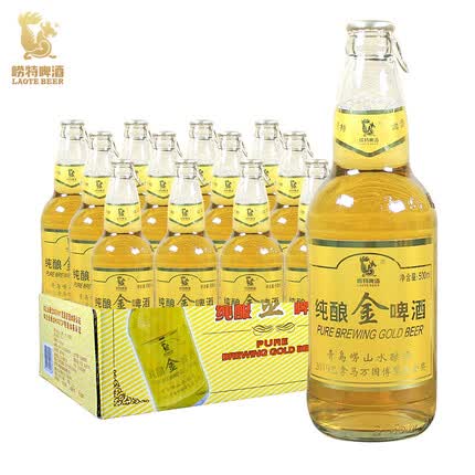 崂特（laote） 纯酿金啤酒 500ml *12瓶 整箱装 国产 端午送礼