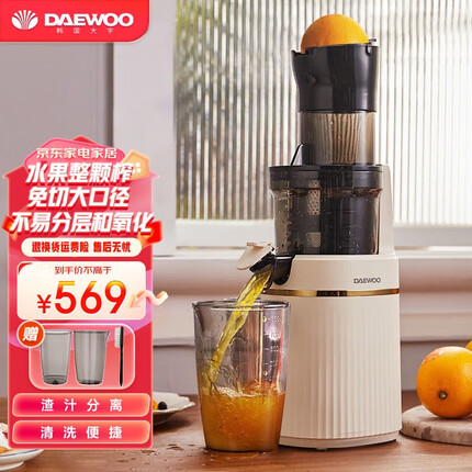 大宇(DAEWOO) 原汁机榨汁机家用渣汁分离果汁杯炸水果小型便携式果汁机全自动小型搅拌机果蔬料理机 象牙白【DY-BM07升级款】
