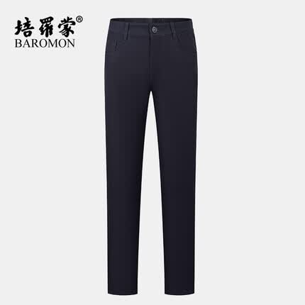 培罗蒙(BAROMON)秋冬牛仔裤男长裤厚款直筒裤自然腰微弹 藏青 33