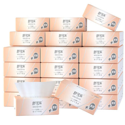 舒可乐原木抽纸4层整箱批发纸巾160张那家用便携式小包卫生纸擦手纸 1包(10包起拍)粉色