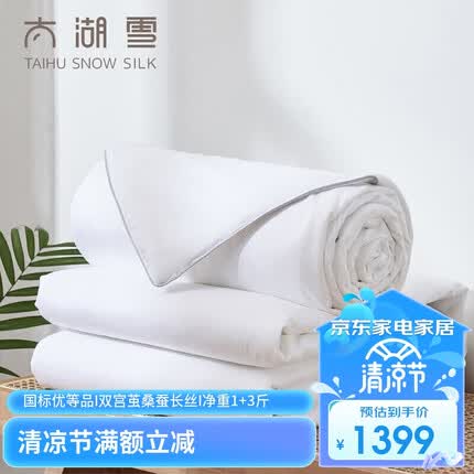 太湖雪蚕丝被 100%桑蚕长丝二合一子母被全棉 白色 净重1+3斤 220*240cm