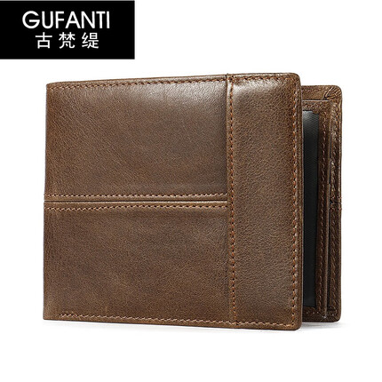 古梵缇 手拿包钱包男 复古头层牛皮男士皮夹零钱包短款多卡位钱包gftx-154 咖啡