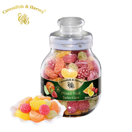 德国进口 嘉云牌 玻璃瓶高颜值水果硬糖喜糖情人节礼物量贩装网红零食 什果味966g