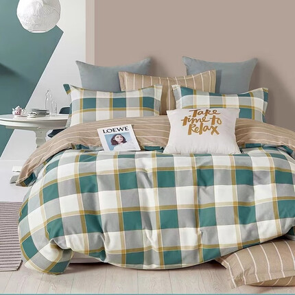 南方生活 纯棉被套 单双人被罩单件 宿舍全棉被套加厚可裸睡双人尺寸定制 约克绿 单被套150x200cm