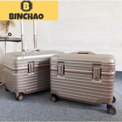 宾潮机长箱上翻盖登机箱行李箱旅行箱工具箱16-18-20英寸铝框摄影拉杆 香槟色 25吋（全金属）