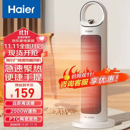 海尔 Haier 取暖器家用暖风机立式电暖器电暖风浴室热风机摇头暖风扇省电节能烤火炉速热电暖气HN2012