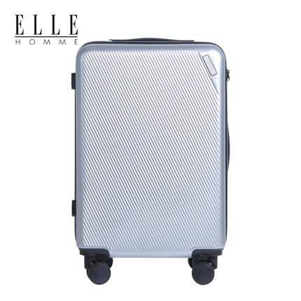 ELLE HOMME时尚斜条纹旅行箱万向轮拉杆箱20英寸 淡雅银 20寸