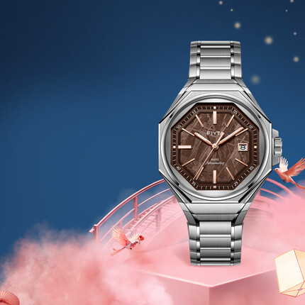 飞亚达“火星-500”登陆限量款航天系列限量款男士机械陨石盘运动手表男 火耀红