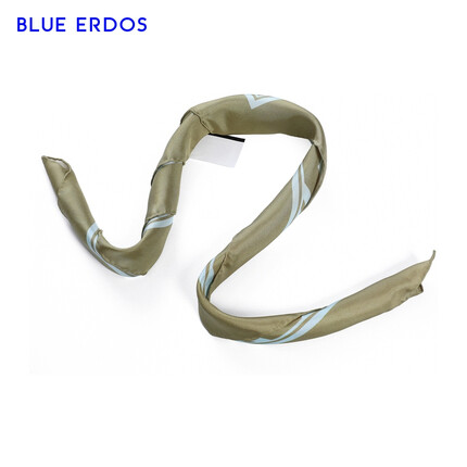 BLUE ERDOS配饰春夏通勤百搭真丝桑蚕丝斜纹几何印花方巾 淡军绿 65X65
