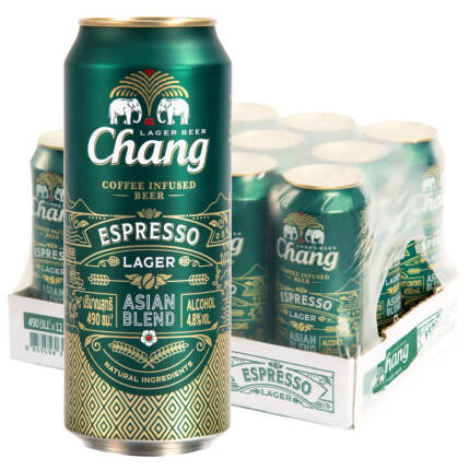 泰象Chang咖啡拉格大象啤酒 泰国原装进口490ml*12听 整箱装