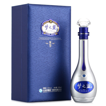 洋河 蓝色经典 梦之蓝M9 浓香型白酒 52度 500ml 单瓶装 高度白酒口感绵柔浓香型