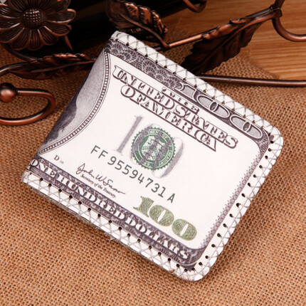 迪嘉乐韩版学生钱包个性横款钱币皮夹卡通男女士钱夹休闲短款钱包 美元