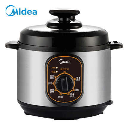 美的（Midea）电压力锅 家用4L高压饭煲正品 机械版旋钮控制 可开盖加热 W12PCH402E